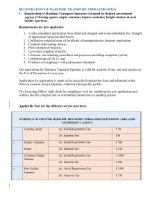 REGISTRATION OF MARITIME TRANSPORT OPERATOR