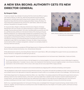 AUTHORITY GETS NEW DIRECTOR GENERAL