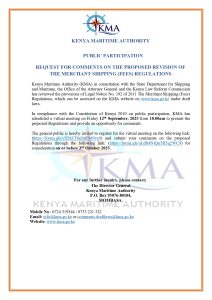 Public Notice – Request for Comments on Proposed Revision of the Merchant Shipping (Fees) Regulations