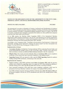 NOTICE ON THE IMPLEMENTATION OF THE AMENDMENTS TO THE STCW CODE